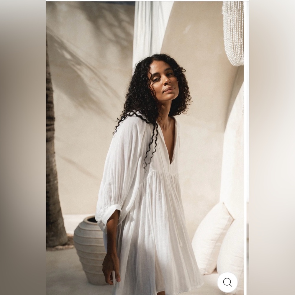 Daughters of India Kyra Mini Dress ~ White Gauze. M